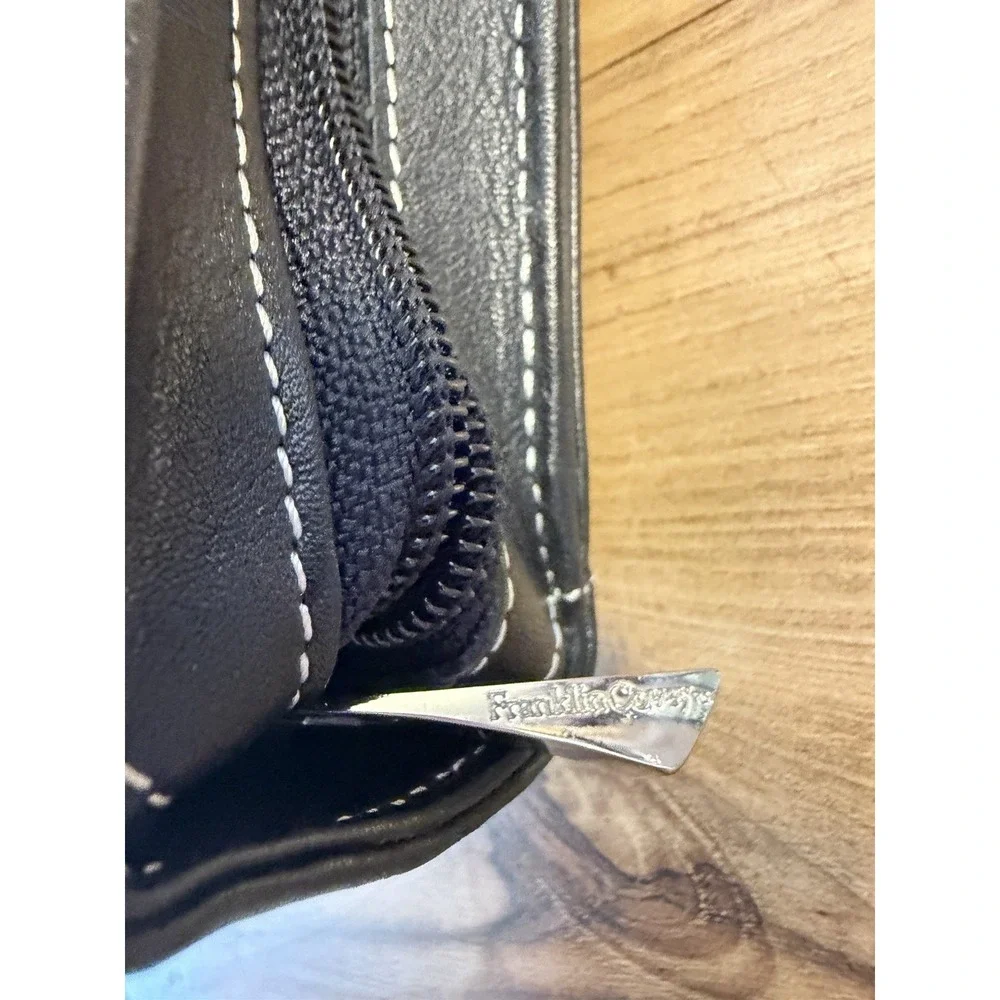 Franklin Covey Full Grain Leather Zip Planner Binder Organizer Black